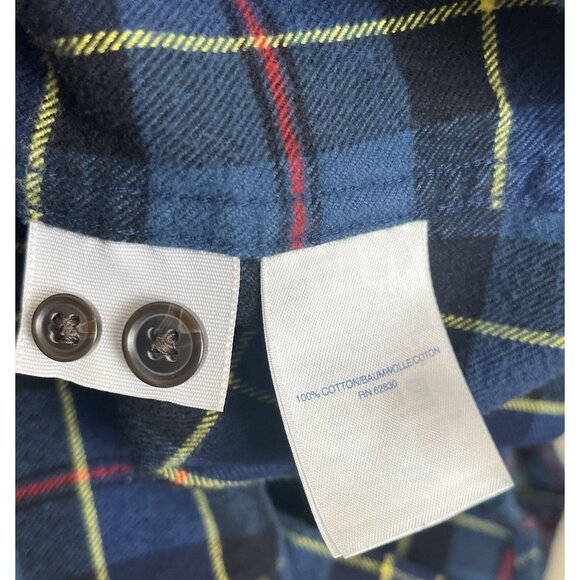 Lands End Shirt Mens XL Thick Flannel Button Down Blue Plaid Long Sleeve - Picture 5 of 7
